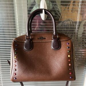 Coach Brown Satchel with Colorful Studs